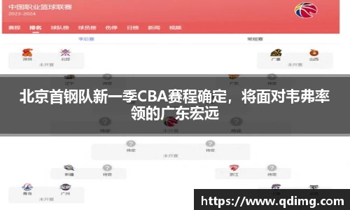 北京首钢队新一季CBA赛程确定，将面对韦弗率领的广东宏远